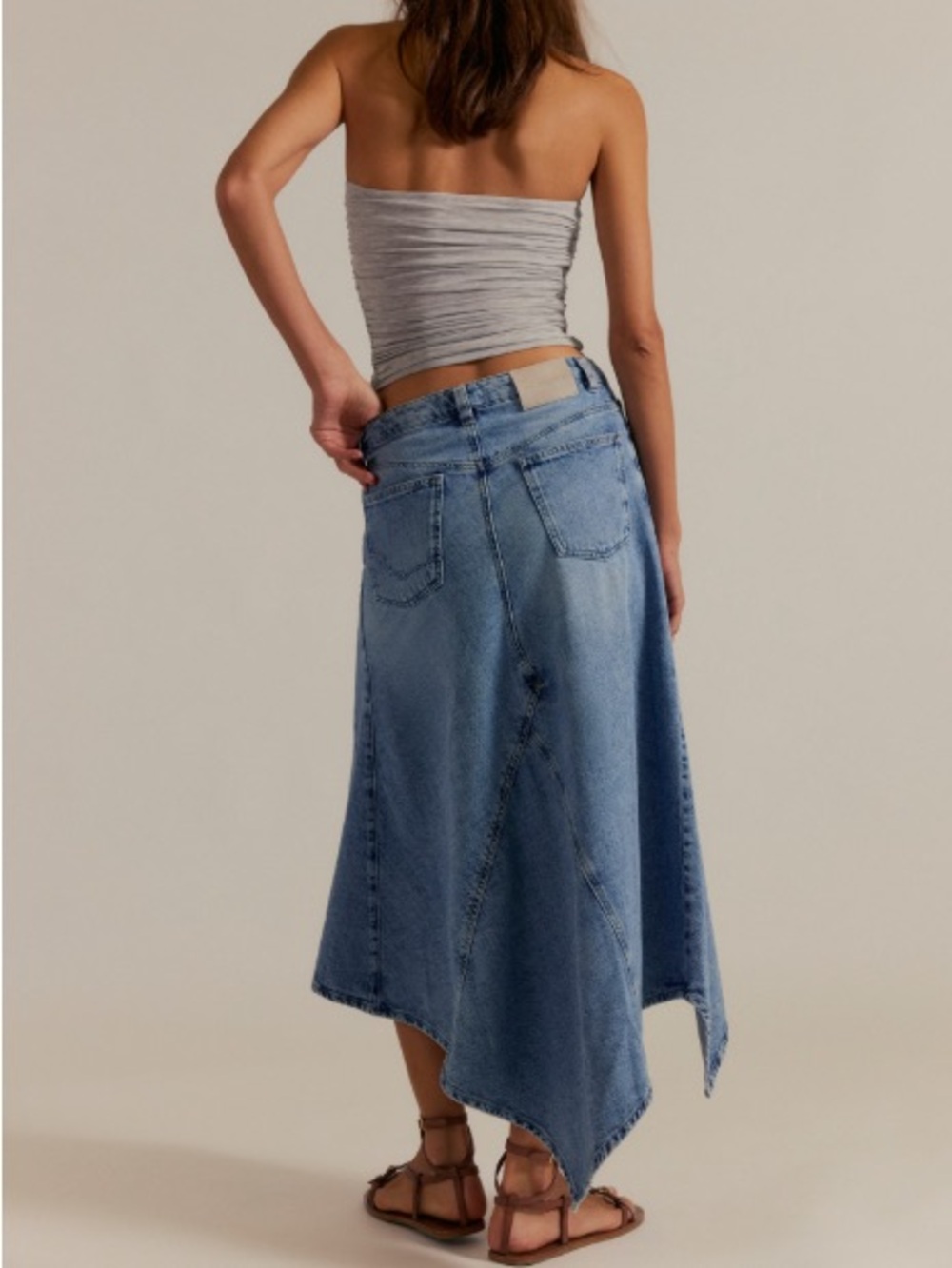 We The Free Aquarius Maxi Skirt
Asymmetric Hem Denim Skirt - Blue